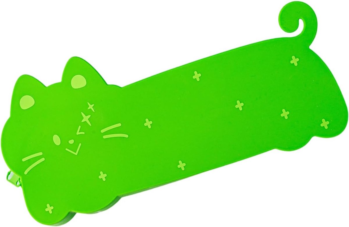 Siliconen Etui - Katten Tasje - School Kantoor - Veerkrachtig Materiaal - 22x5x9.5 cm - Groen