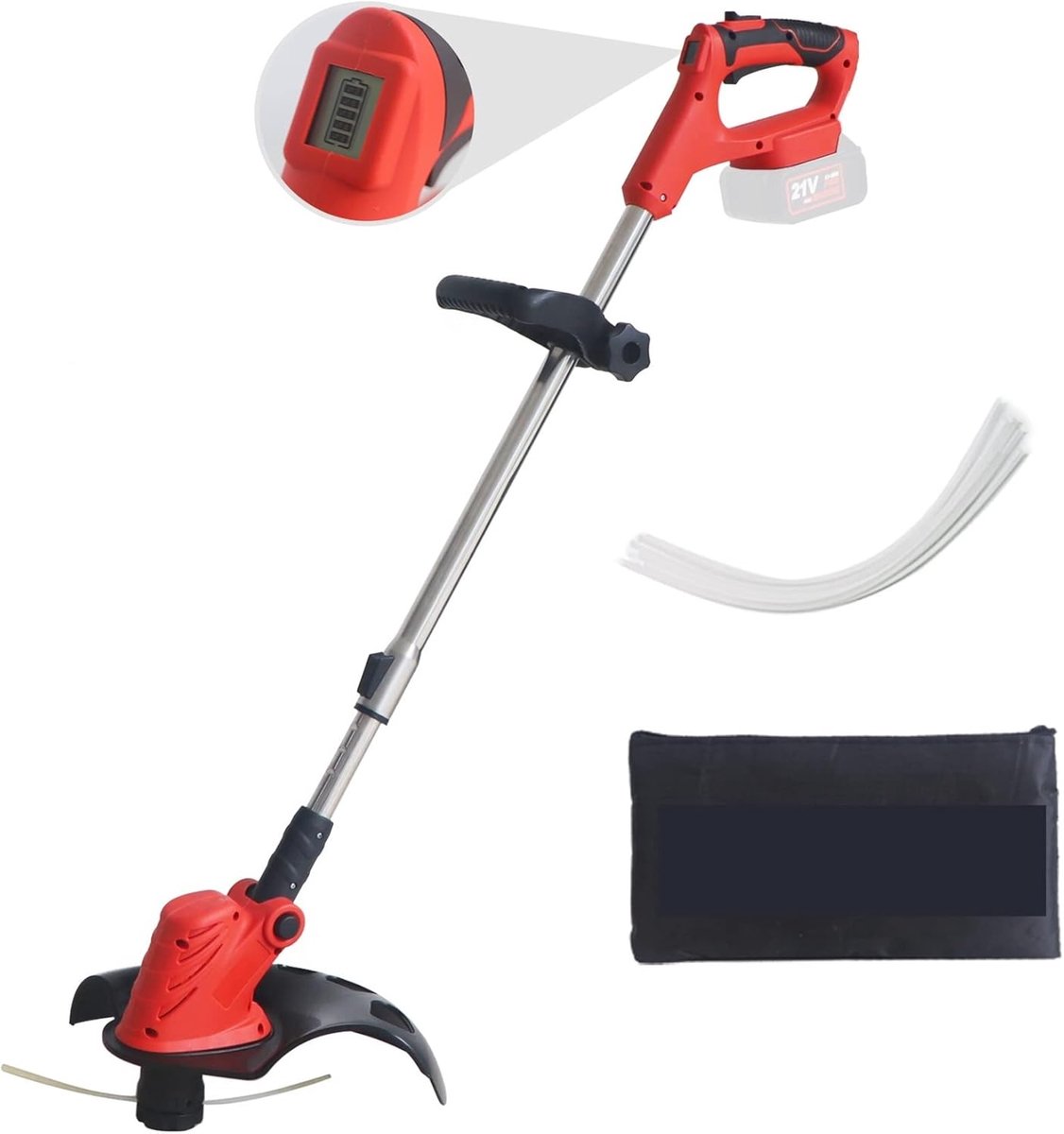 Elektrische Grastrimmer - Tuingereedschap Snoeien - Onderhoud Tuin - Verstelbare Telescopische As - 108-135cm Lengte - Zwart