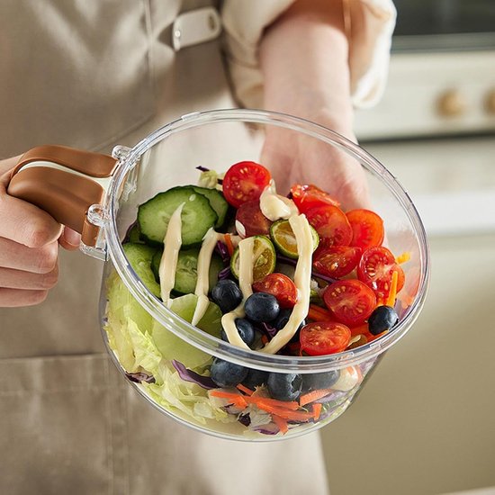 Fruit Wasbak - Uitlekbak Schaal - Maaltijd Bereiden - Opklapbaar Handvat - 22 cm - Koffie — afbeelding 5