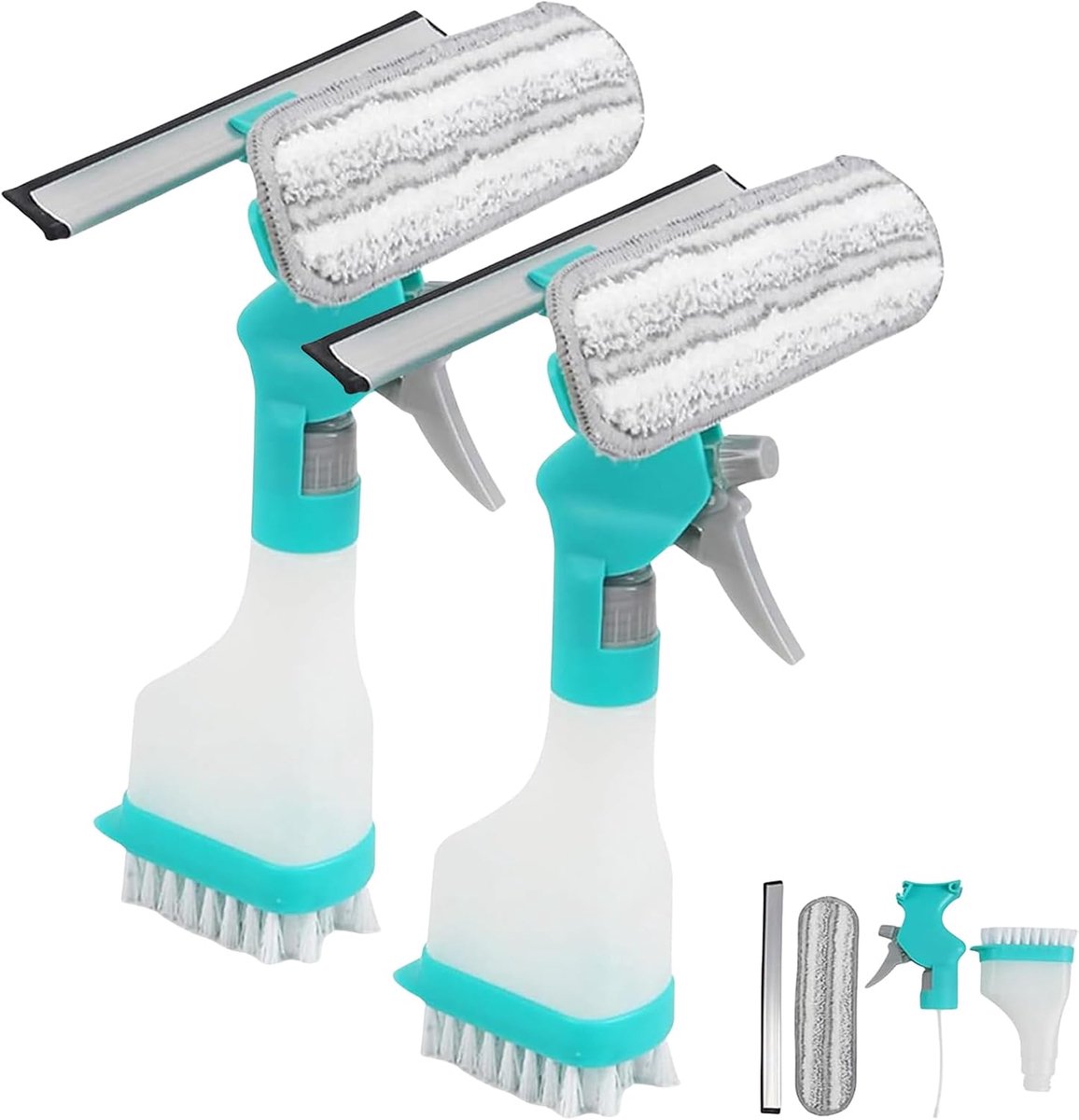 Glazenwasser Tool - Raamreiniger Spray - Streeploos Glanzen - 4-in-1 Functie - One Size - Wit