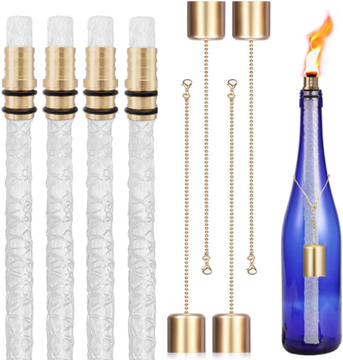Fakkel Kit - Tiki Lamp - Tuin Decoratie - Lange Brand Tijd - 34.8 cm - Messing