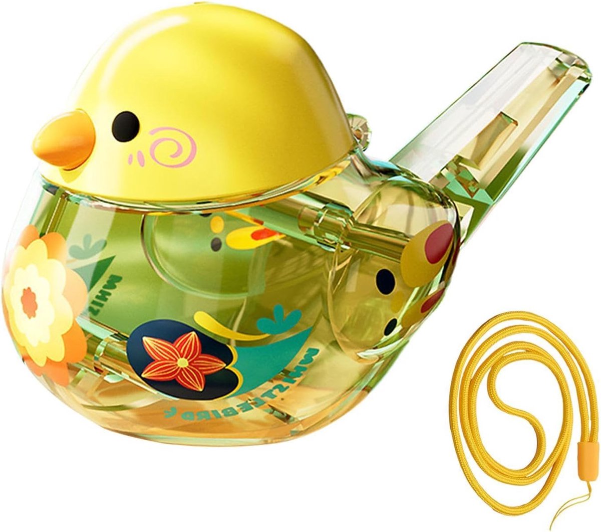 Vogel Water Fluitje - Roepfluit Speeltje - Fonetische Training - Interactief Geluid - 12 x 6.5 cm - Geel