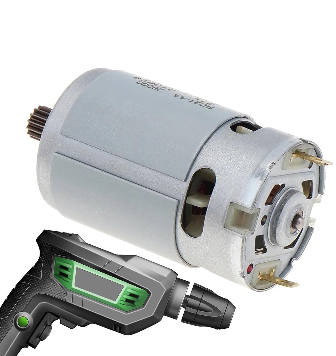 DC Motor - Hoge Koppel Motor - Projecten Bouwen - Robuuste Legering Shell - 24V 550W - Zilverkleurig