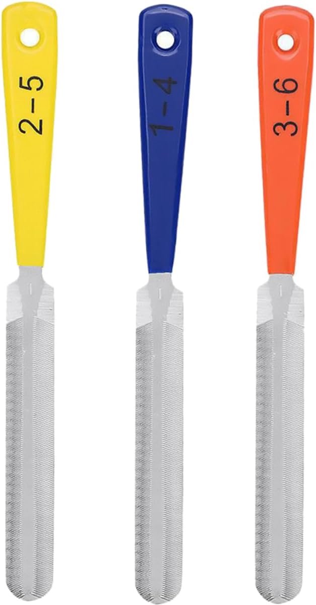 Gitaar Moer Vijlen - Instrumentenonderhoud Set - Zelf Gitaar Repareren - Professionele Vijlkop - 18.5 cm Lengte - Diverse Kleuren
