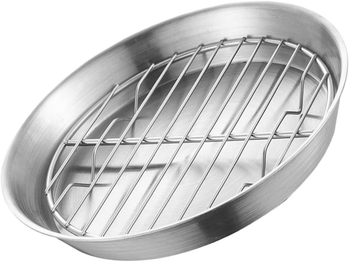 Roestvrijstalen Bakplaat Koelrek Braadslede Gezonder Bakken Olieafscheidend Ontwerp 13.5 x 13.5 cm Zilver