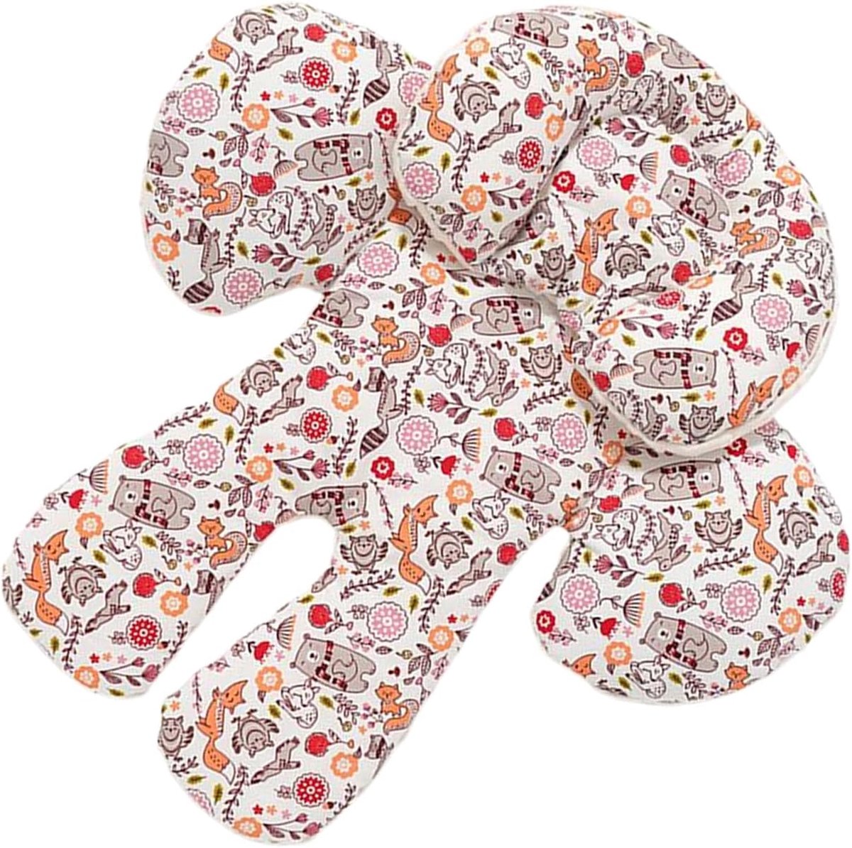Autostoelonderlegger - Baby comfortkussen - Comfortabele Reis - Verstelbare Hoogte - 55 x 51 cm - Roze vos