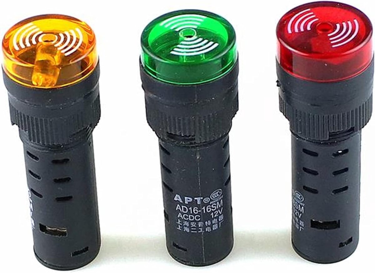 Alarm Buzzer - Signaalzoemer Geluid - Industriële Meldingen - Met Lichtflits - 16mm - Groen