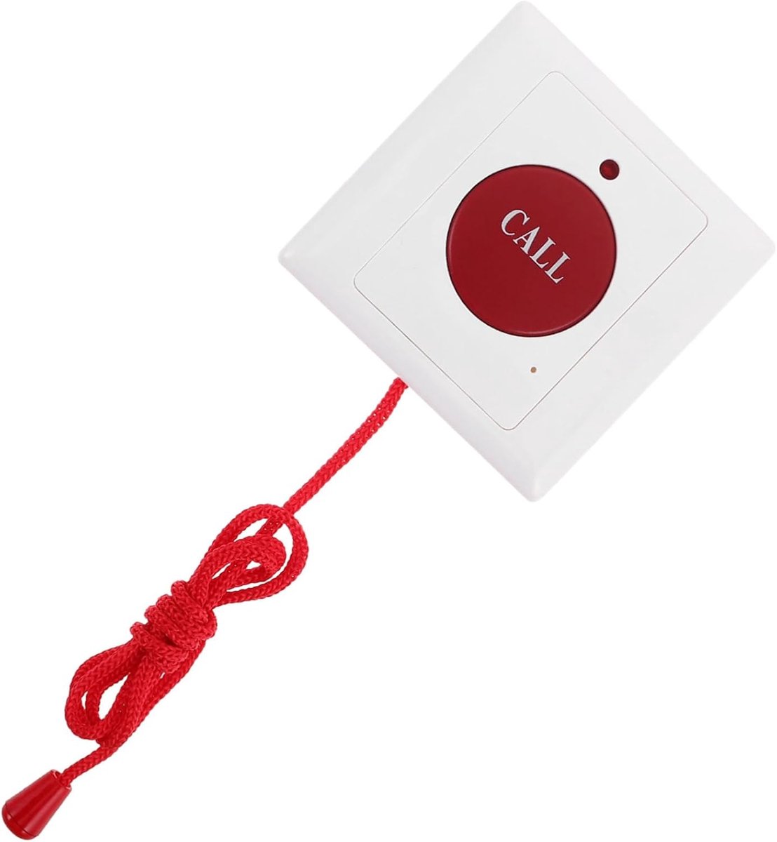 Noodoproepknop met trekkoord - Alarmknop ouderen - Hulp Inroepen - Dubbel alarmsysteem - 8.50X8.50X0.70CM - Wit