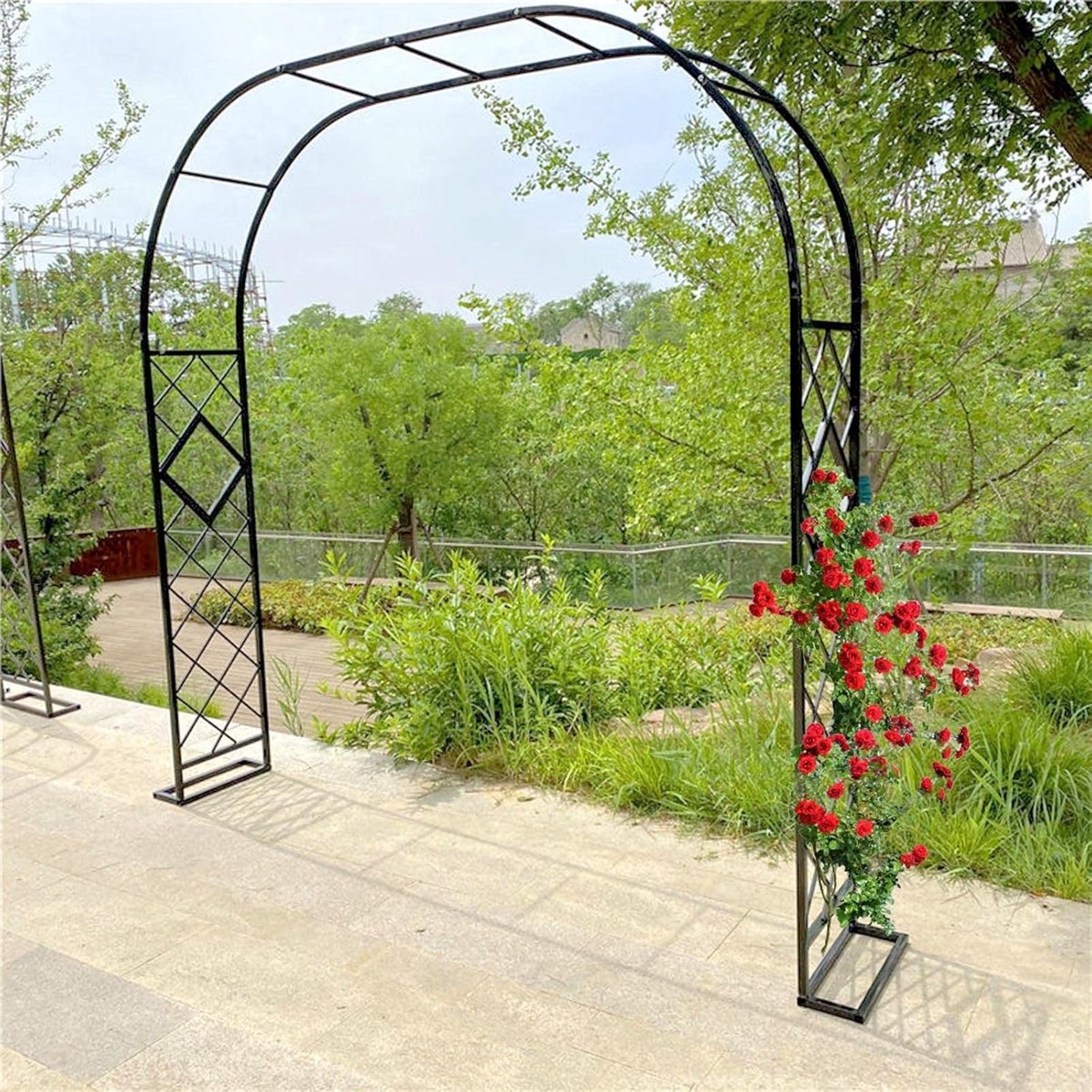 Metalen Tuinboog - Rozenboog Klimplanten - Tuin Decoratie - Roestbestendig Gegalvaniseerd Staal - 200 x 270 cm - Zwart