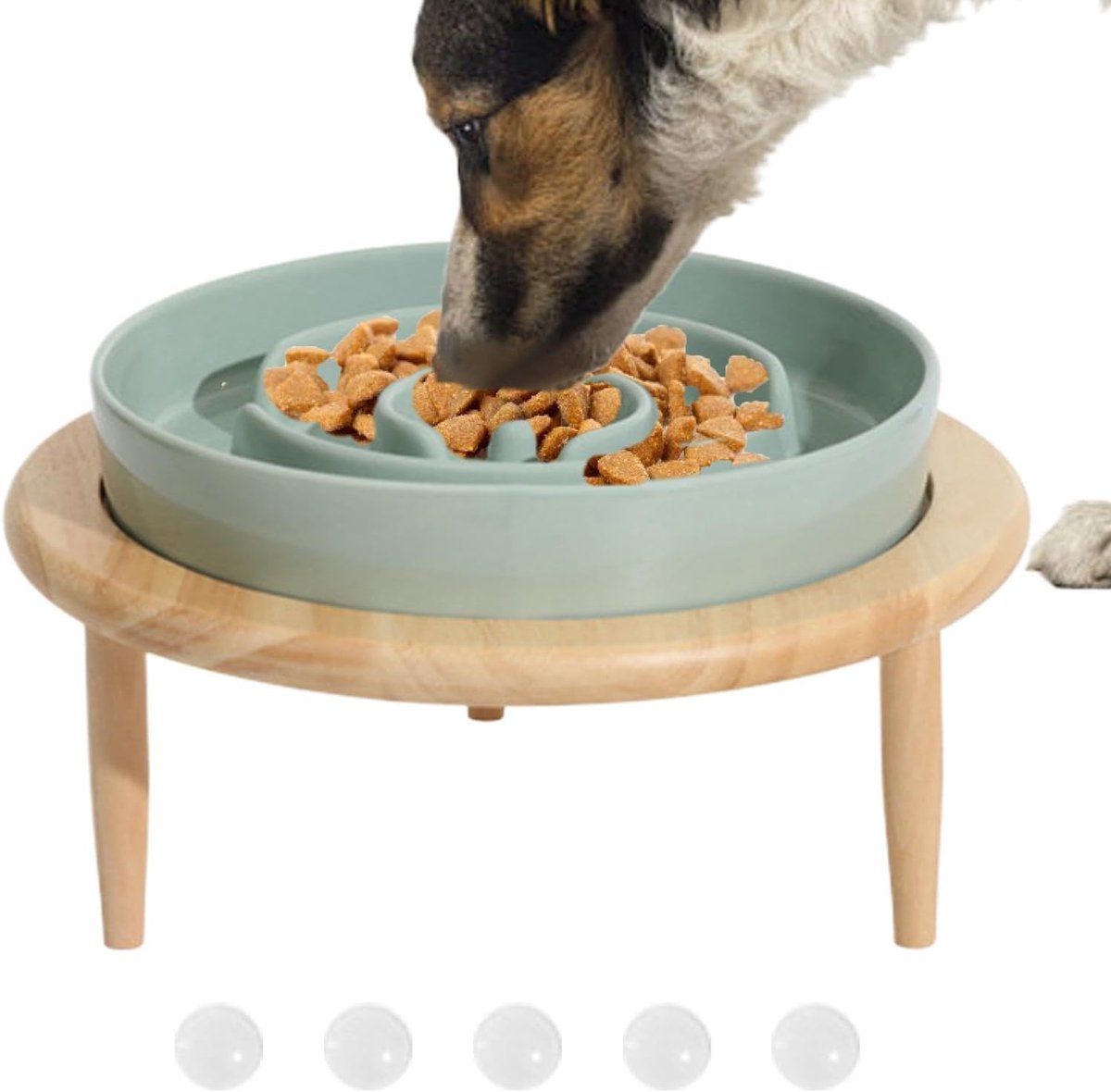 Honden voerbak - Langzame eter - Verbeterde spijsvertering - Verhoogde houten basis - 205 x 205 x 135 cm - Lichtgroen