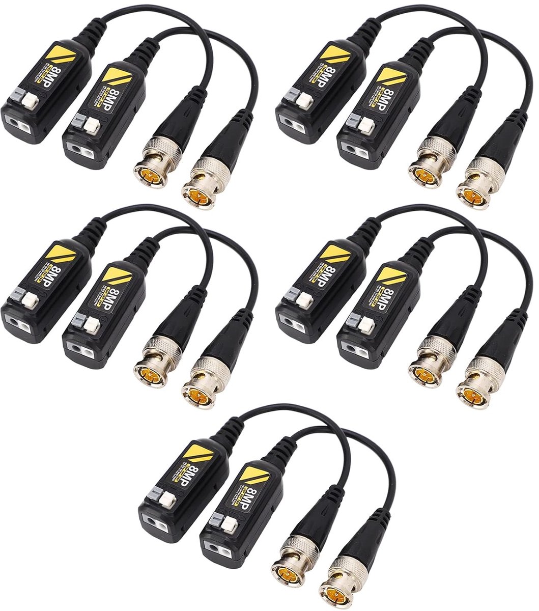 Video Balun Connectoren - BNC Adapters - Beveiligingscamera Signalen - Bliksem Beveiliging - 5 Paar - Zwart