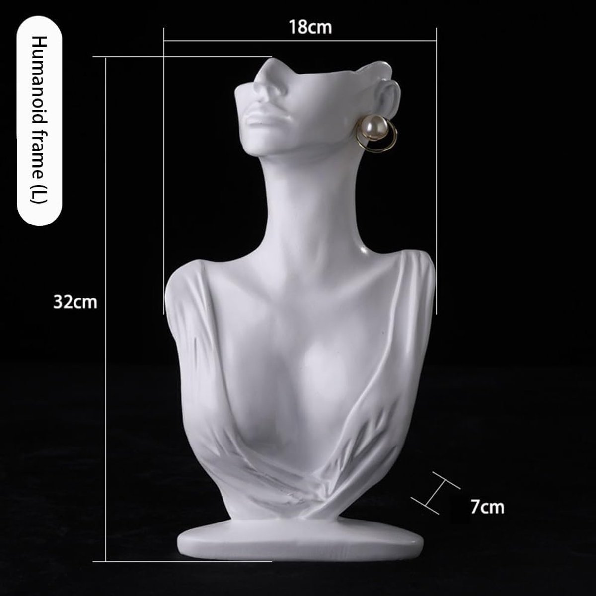 Sieraden Standaard - Display Rek - Sieraden Tonen - Portret Model - Groot Formaat - Wit