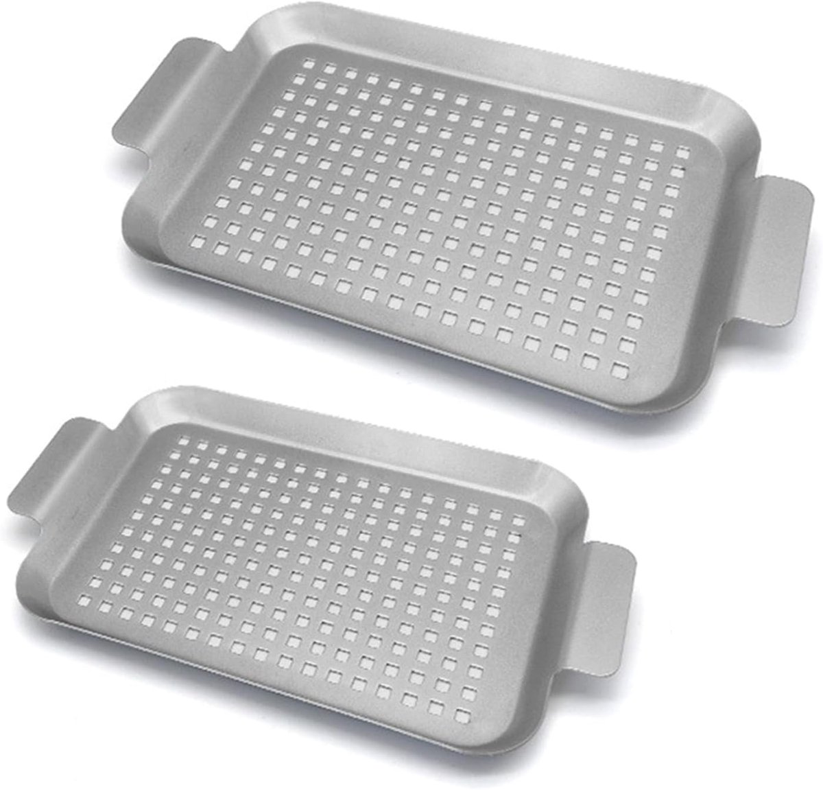 Bakplaten Set Grill Pan Buiten Koken Geperforeerd Ontwerp 2 Maten Zwart