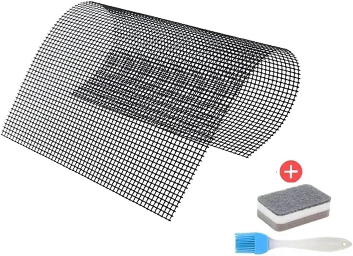 Grillrooster Bakmat BBQ Koken Anti-aanbaklaag 30 x 40 cm Zwart