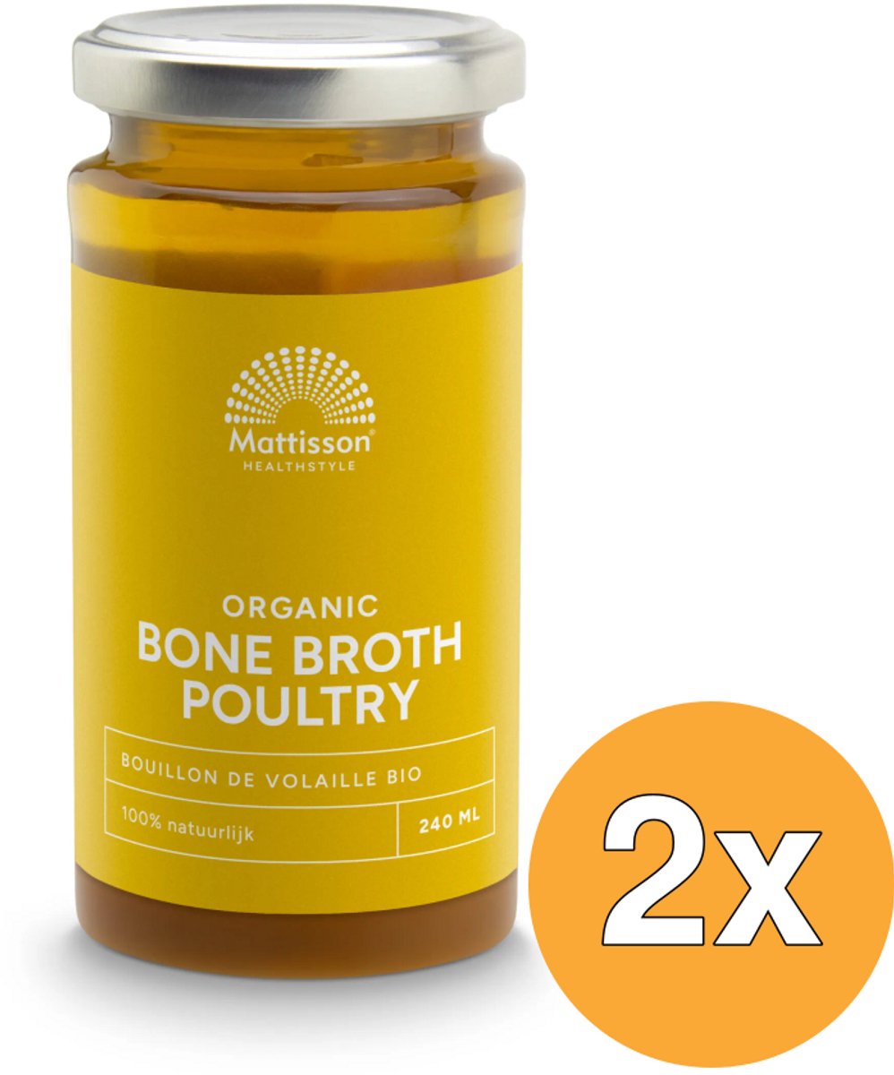 2x Mattisson Organic Poultry Bone Broth - Botten Boullion Gevog (240 ml)
