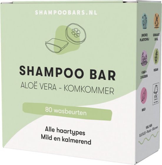 ShampooBars - Shampoo Bar Aloë Vera - Komkommer voor alle haartypes - 60g