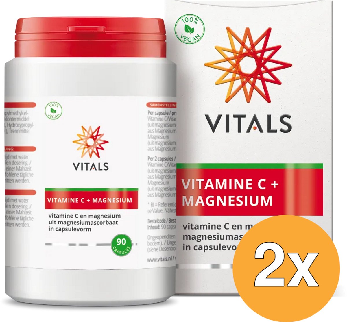 2x Vitals Vitamine C Met Magnesium (90 capsules)
