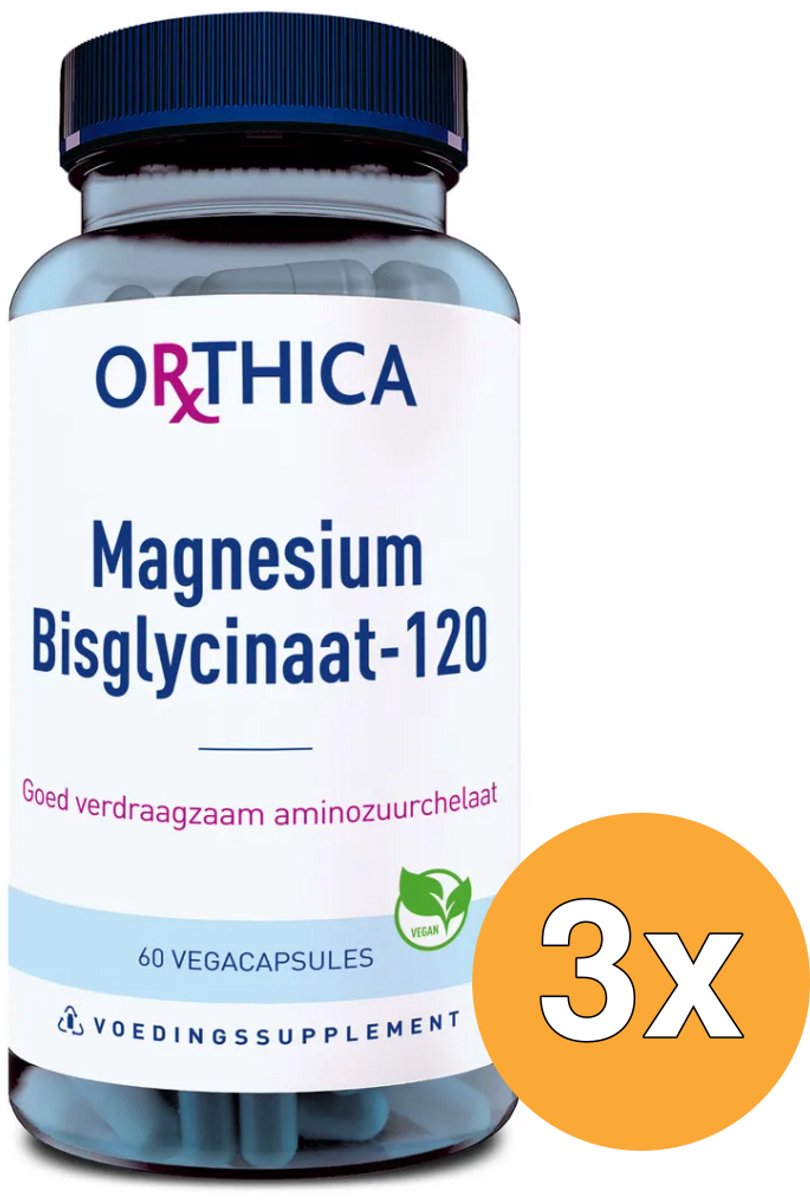 3x Orthica Magnesium bisglycinaat-120 (60 vega capsules)