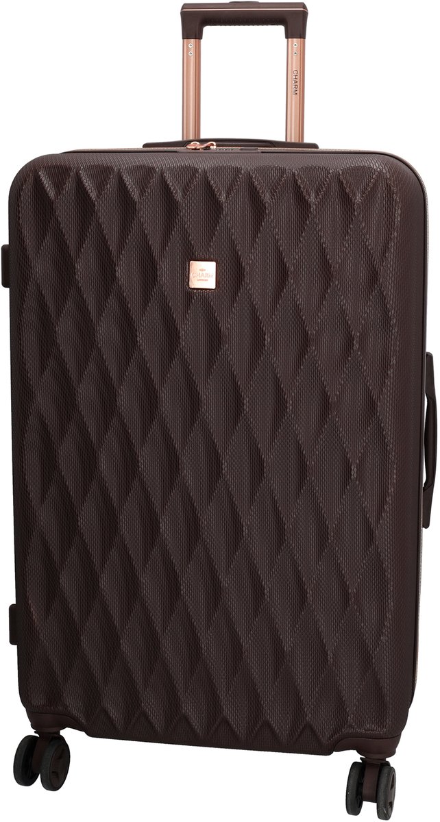 Charm London Honey Koffer - L - Grote Maat - 106 Liter - TSA Slot - 76 x 49 x 30.5 cm - Travel - Reizen - Hardcase - Donkerbruin