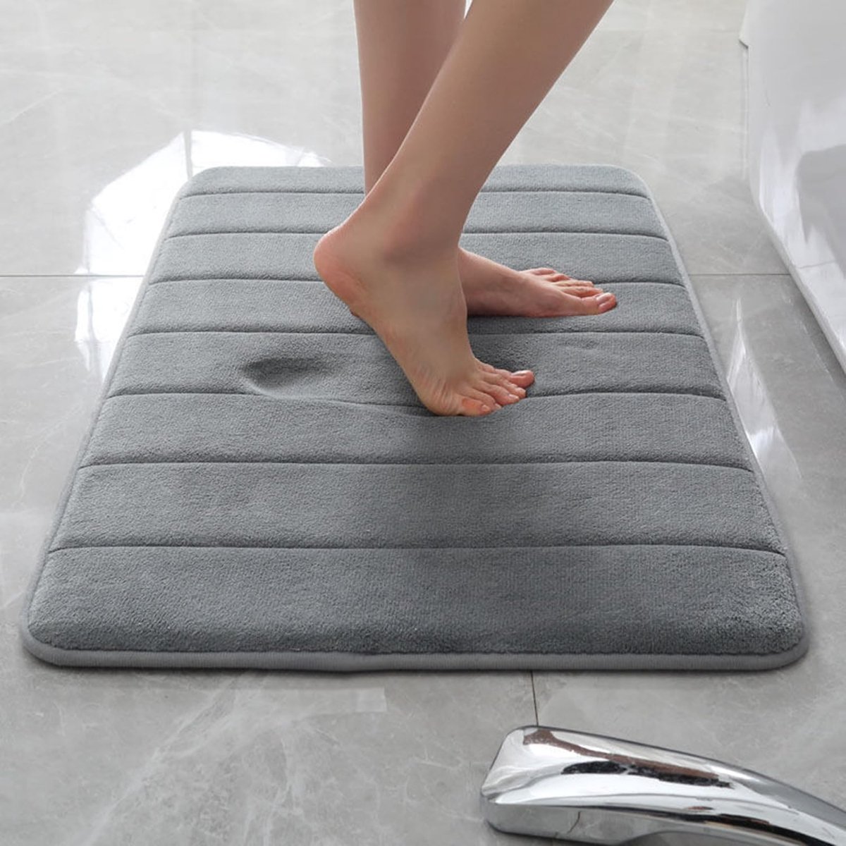 Traagschuim Badmat - Zacht Vloerkleed - Badkamer Comfort - Antislip Sneldrogend - Diverse Maten - Grijs