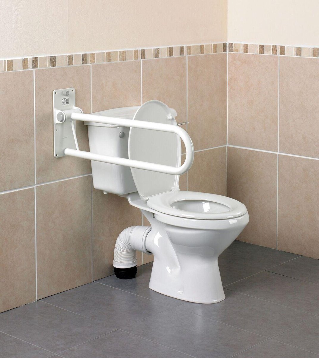 Opklapbare toiletbeugel- luxe versie : greep 3,2 cm, kort - 55 cm