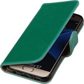 Groen Pull-Up PU booktype wallet cover hoesje voor Samsung Galaxy S7