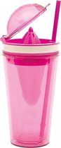 Zak!Designs On The Go Citruspers Drinkbeker - Dubbelwandig - Incl. Rietje - SAN - 500ml - Roze