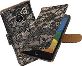 BestCases.nl Motorola Moto G5 Lace booktype hoesje Zwart