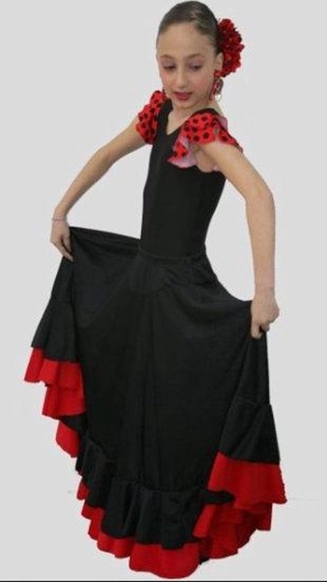 Jupe flamenco espagnole - fille noir rouge taille 8-116/122 déguisement |  bol.com