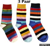 Sorprese - Fun socks - Ictus Streep - 3 paar - gift sack  - Sokken - maat 39-45