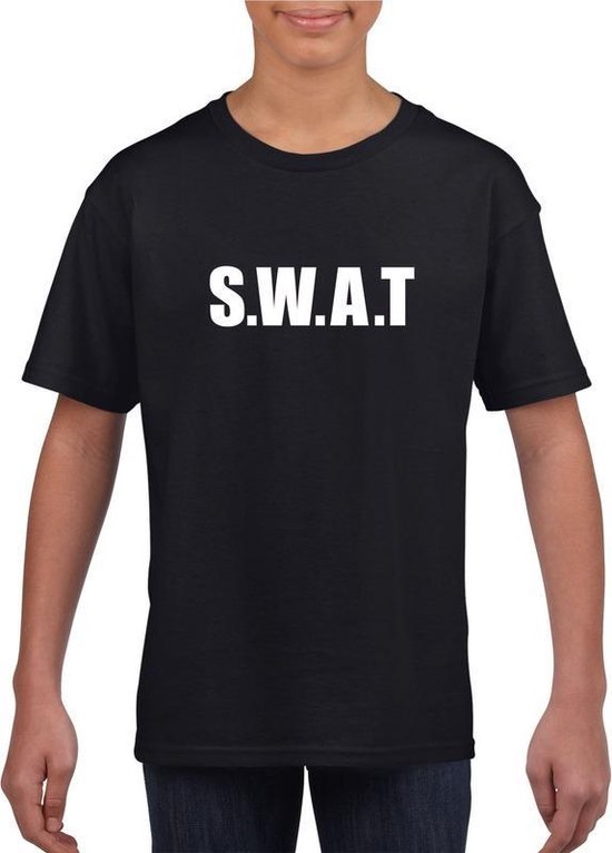 Politie SWAT tekst t-shirt zwart kinderen 122/128