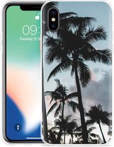 Geschikt voor Apple iPhone X Hoesje Palmtrees - Designed by Cazy