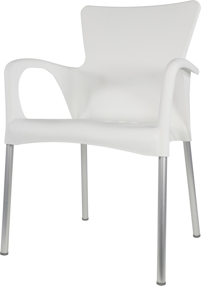 DS4U® Bella terrasstoel - stoel - kunststof - aluminium - tuinstoel - weerbestendig - stapelbaar - wit