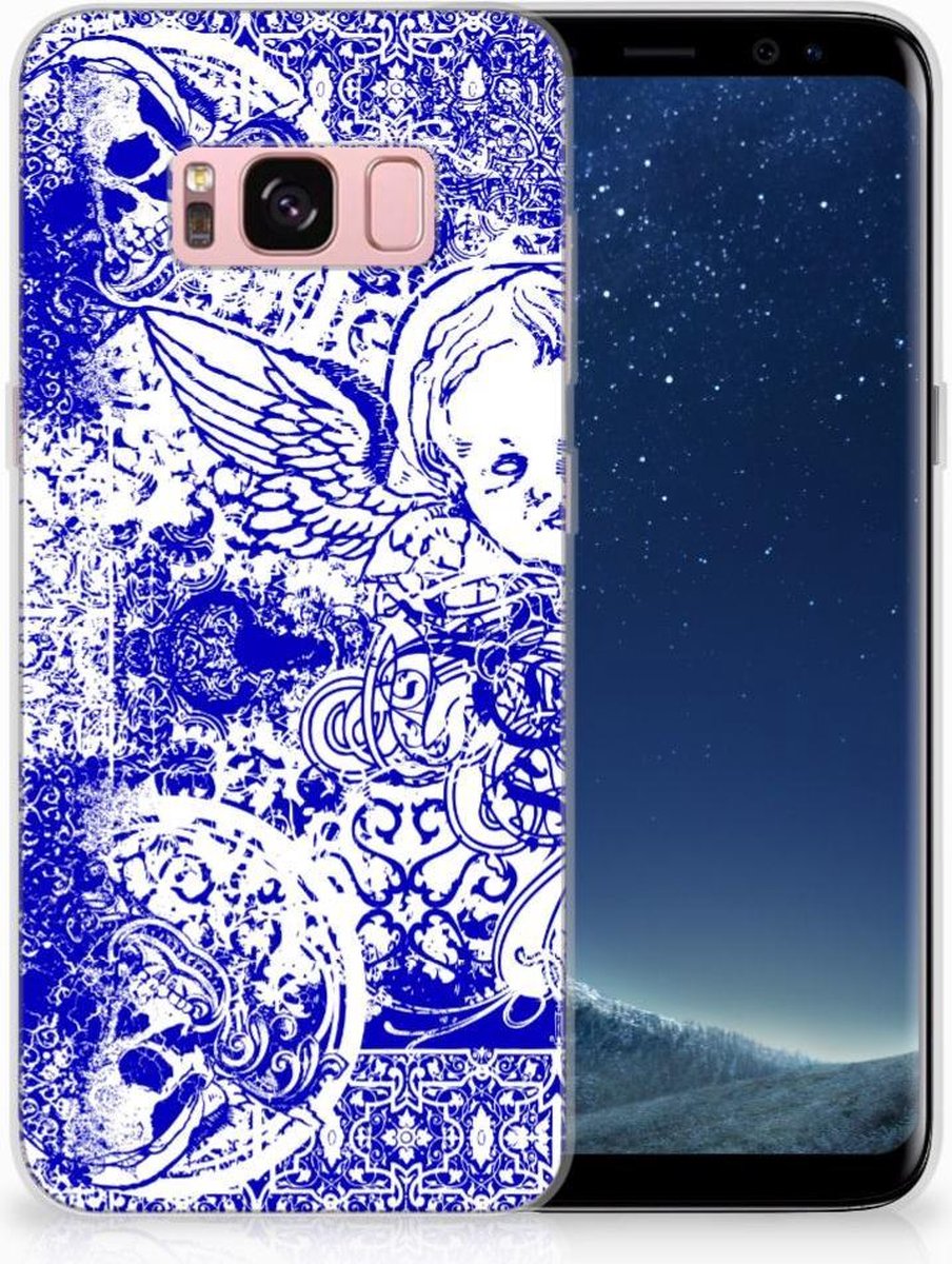 Silicone Back Case Samsung Galaxy S8 Angel Skull Blauw