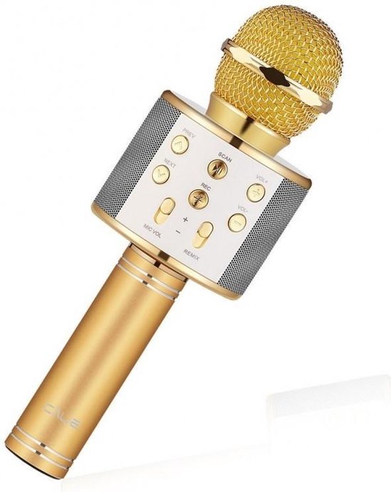 Draadloze Bluetooth Karaoke Microfoon HIFI - WS-858 - Goud+RATIE MG AUX  KABEL | bol.com