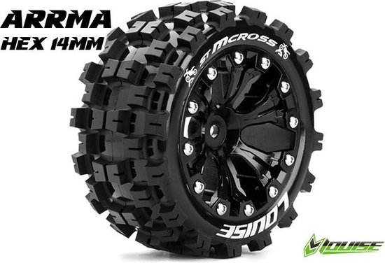Ruote Louise RC X-MCROSS Nero Montate Per X-MAXX - Esagono 24mm - L-T3352B
