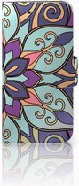 Geschikt voor Samsung Galaxy A3 2017 Bookcase Hoesje Design Purple Flower