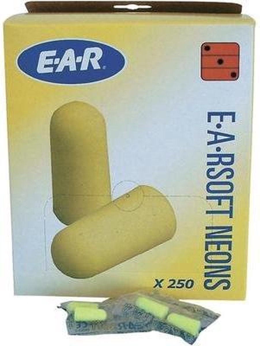 Goedkoopste EAR oordoppen Soft Neon geel dispenser doos van 250 paar
