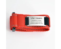 Kinder IDarmband - SOS kinderarmband rood klittenband inclusief graveren SOStsg
