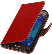 Zakelijke Book Case Telefoonhoesje Geschikt voor de Samsung Galaxy J5 J500F - Portemonnee Hoesje - Pasjeshouder Wallet Case - Rood