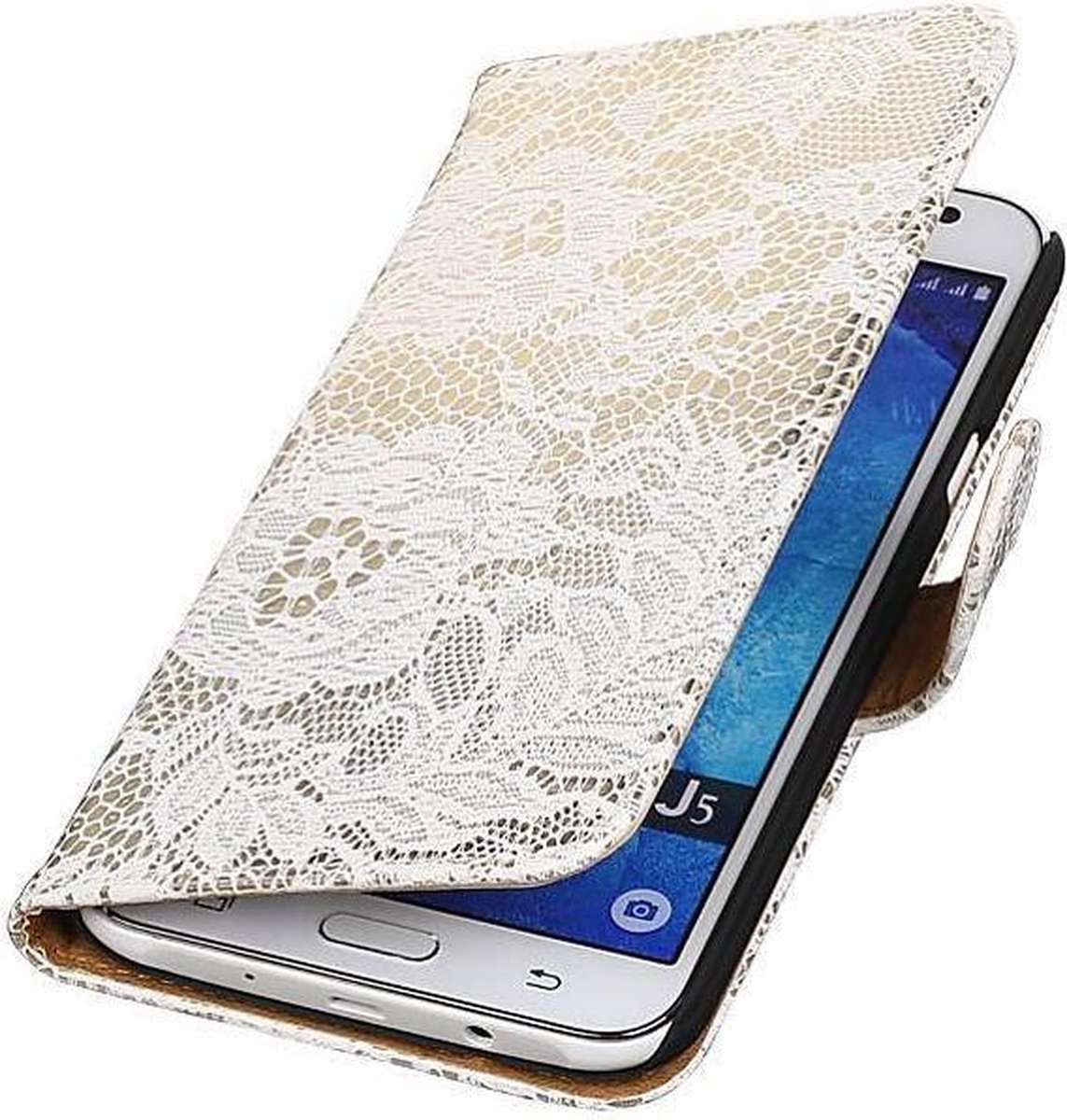 Bloem Bookstyle Hoesje - Wallet Case Telefoonhoesjes - Geschikt voor Samsung Galaxy J5 Wit