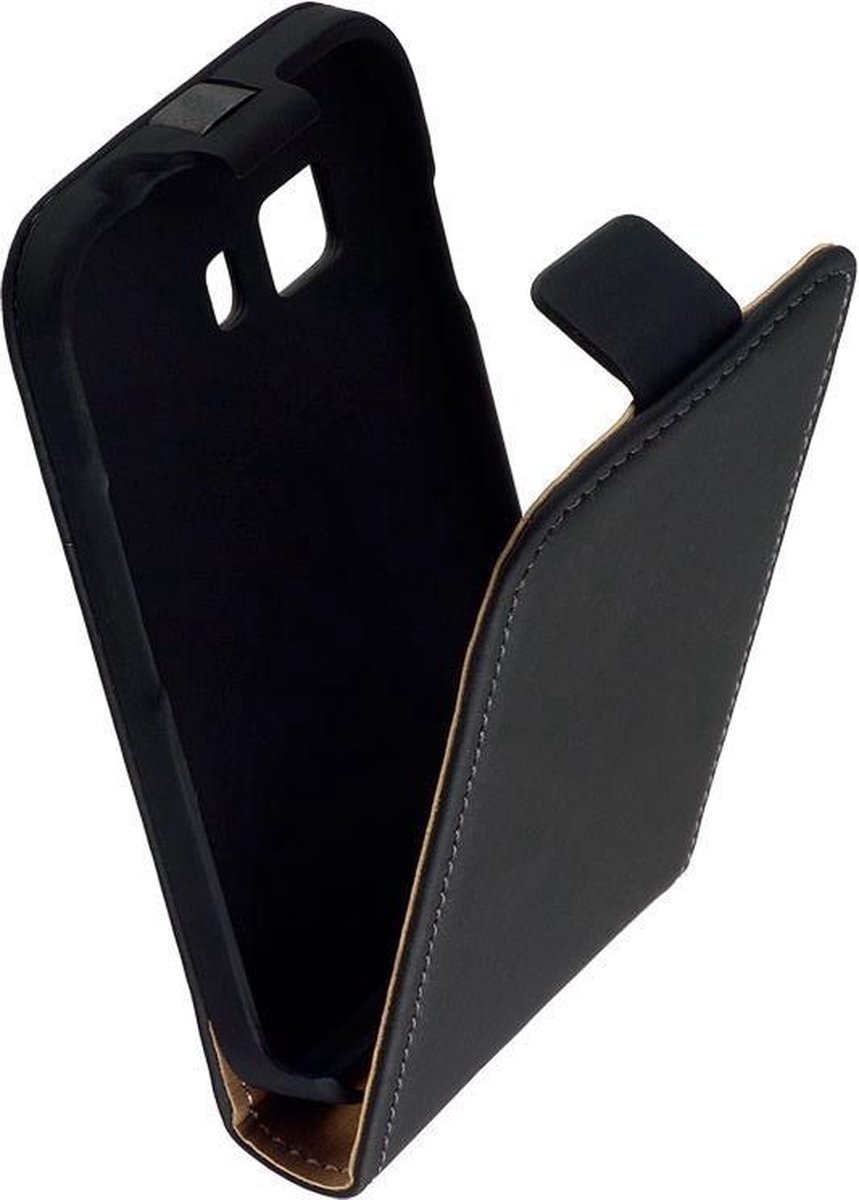 LELYCASE Lederen Samsung Galaxy Young 2 Flip Case Cover Hoesje Zwart