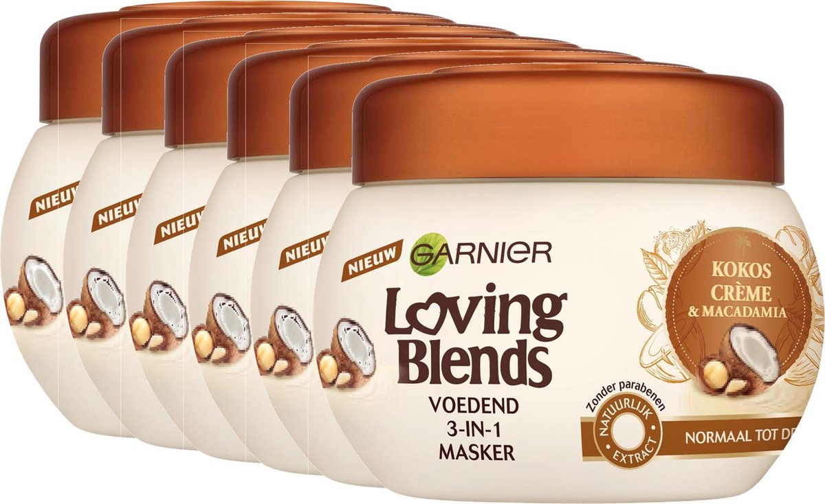 Garnier Loving Blends Kokos & Macadamia Haarmasker - 6 x 300 ml - Voordeelverpakking