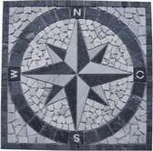 Mozaiek tegel - medallion -windroos - marmer - grijs wit - 60 x 60 cm - 014