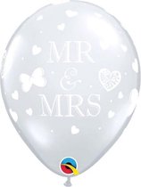 Ballonnen 11 inch Diamond Clear Mr en Mrs 50 stuks