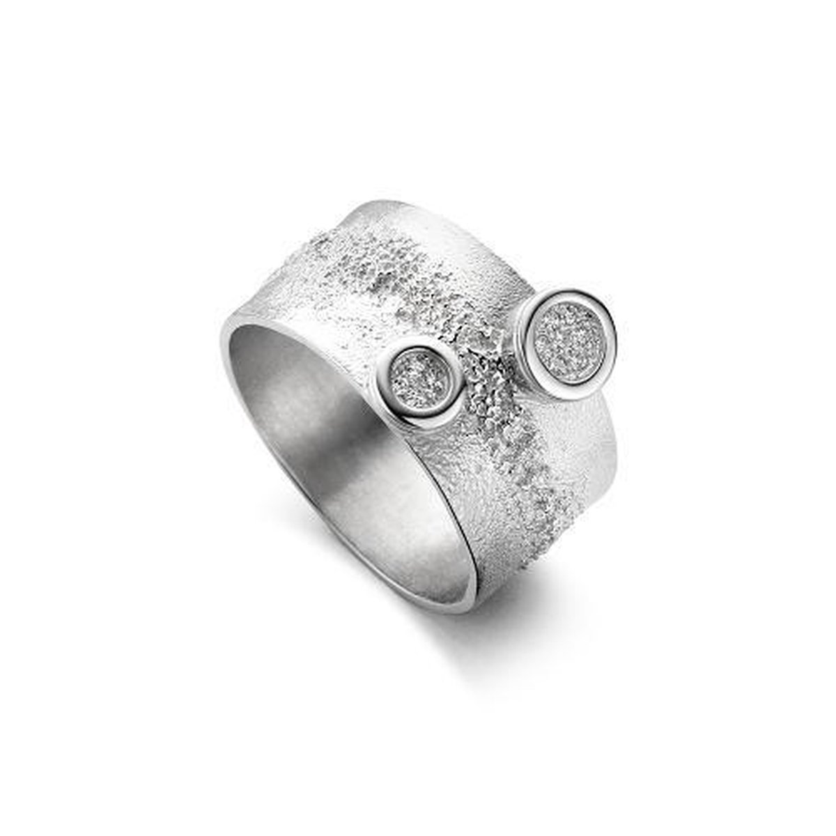 Mathisse - Organisch Zilveren Ring met Grote en Kleine Cirkel | bol.com