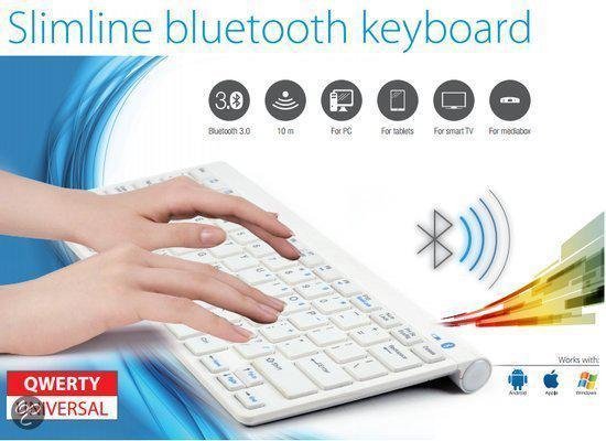 bijtend werkwoord Verduisteren Slimline Bluetooth Keyboard White - Universeel - voor o.a. iPad 2 / 3 / 4 /  Air /... | bol.com