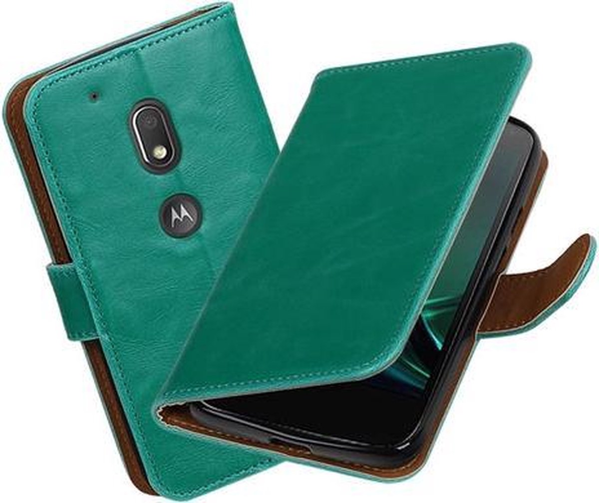 BestCases.nl Groen Pull-Up PU booktype hoesje Motorola Moto G4 Play