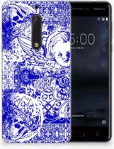 Nokia 5 Uniek TPU Hoesje Angel Skull Blue