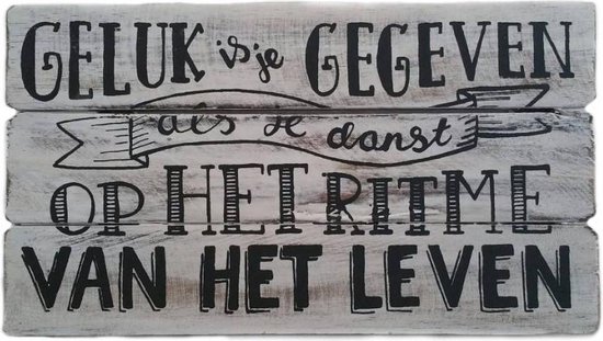 Tableau de texte / tableau de texte en bois 17x30cm "Le bonheur vous est donné ..." - Couleur Blanc antique